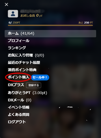 スマホ版既存会員様用の割引クーポンでのポイント購入画面